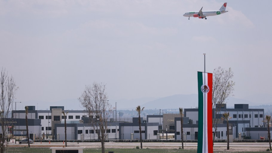 General view of the first passenger plane to land at Felipe Angeles International Airport during its inauguration on March 21, 2022 in Mexico City, Mexico.