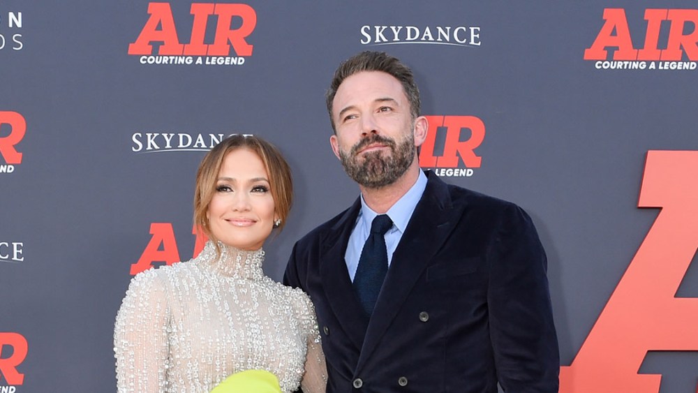Jennifer Lopez and Ben Affleck at the World Premiere of "AIR" held at the Regency Village Theatre on March 27, 2023 in Los Angeles, California.