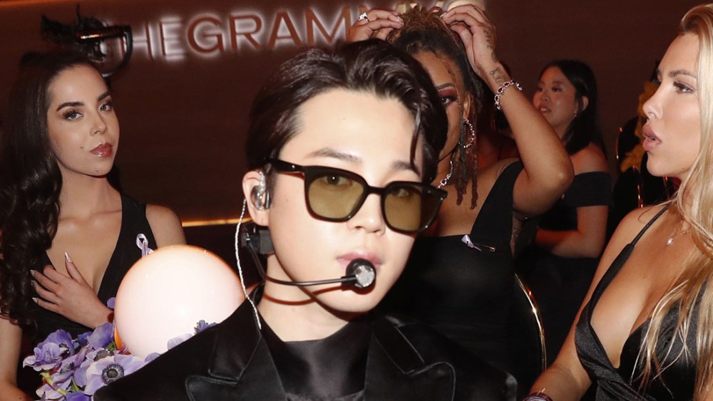 LAS VEGAS, NEVADA - APRIL 03: Jimin of BTS attends the 64th Annual GRAMMY Awards at MGM Grand Garden Arena on April 03, 2022 in Las Vegas, Nevada. (Photo by Johnny Nunez/Getty Images for The Recording Academy)