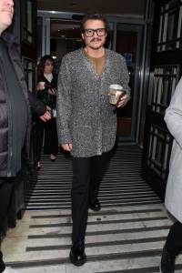 LONDON, UNITED KINGDOM - FEBRUARY 23: Pedro Pascal is seen arriving at Radio 2 on February 23, 2023 in London, United Kingdom. (Photo by MEGA/GC Images)