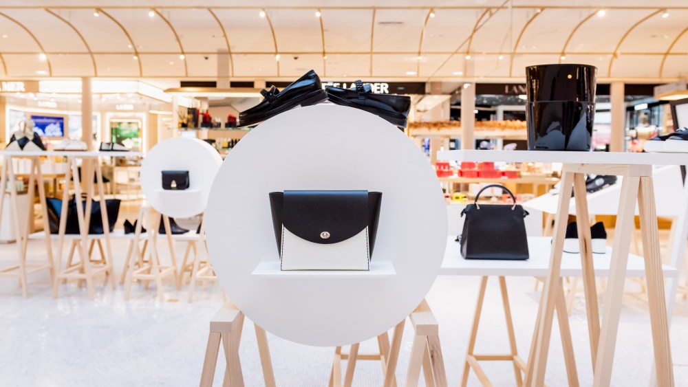 Samaritaine Paris Pont-Neuf exhibit ADC leather accessories incubator.