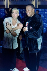 Eminem and Dr. Dre arrive at the 1999 MTV Video Music Awards in New York City.