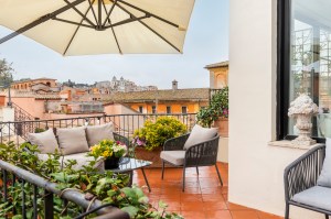The balcony at Alessandro Maria Ferreri’s Rome apartment.