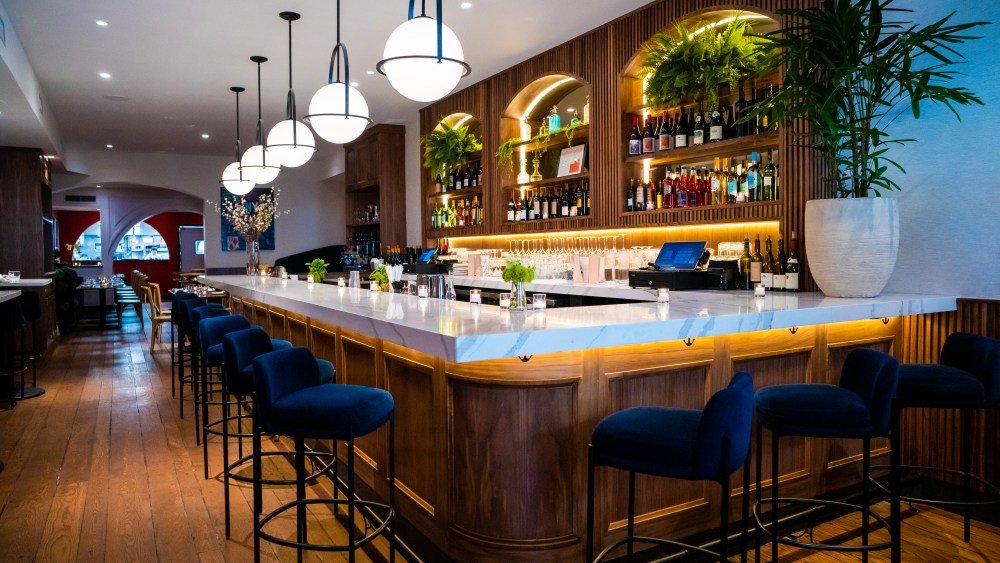 The bar and dining room