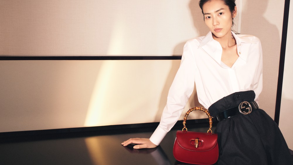 Liu Wen starring in the Gucci Bamboo 1947 campaign.