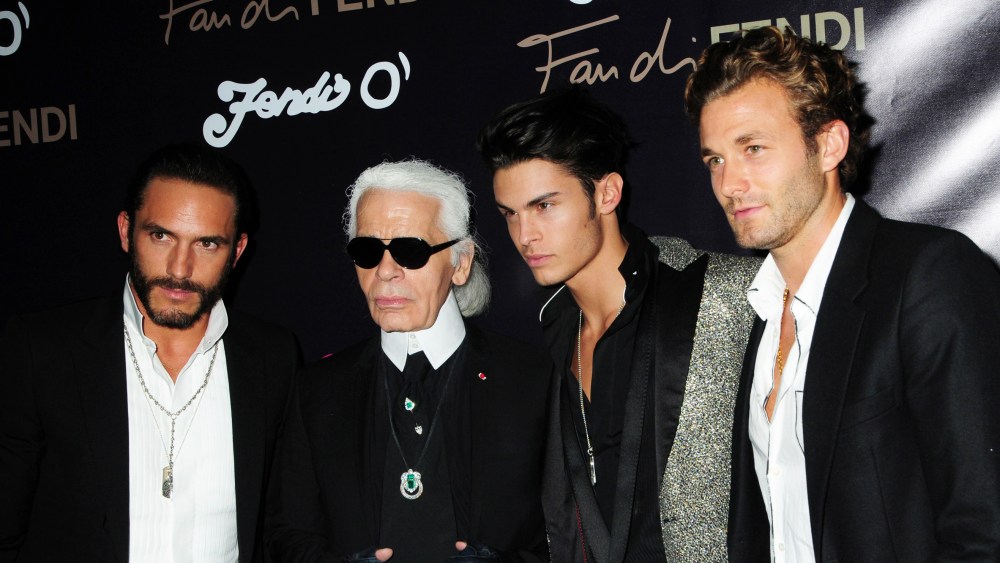 Sebastien Jondeau, Karl Lagerfeld, Baptiste Giabiconi and Brad Kroenig attend the Fendi 'O For Duran Duran Party