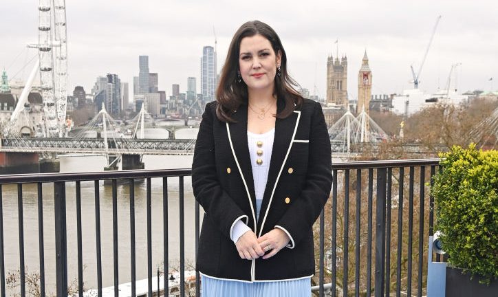 LONDON, ENGLAND - APRIL 06: Melanie Lynskey poses for a photo shoot to promote the return of "Yellowjackets" season 2, streaming exclusively on Paramount+, at IET London on April 6, 2023 in London, England. (Photo by Dave Benett/Getty Images for Paramount+)