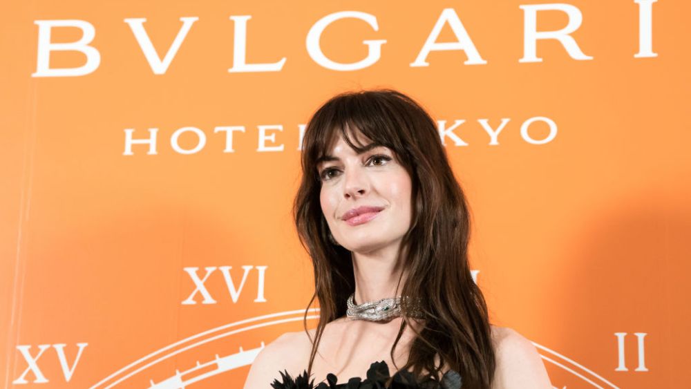TOKYO, JAPAN - APRIL 03: Actress Anne Hathaway attends a media call ahead of the Bvlgari Hotel Tokyo opening on April 03, 2023 in Tokyo, Japan. (Photo by Tomohiro Ohsumi/Getty Images)