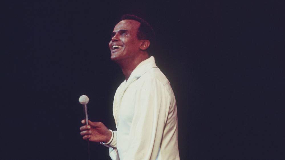 Harry Belafonte performs in London in 1977.