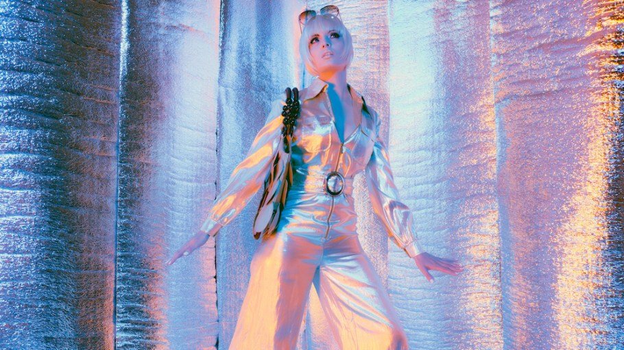 Woman wearing metallic fashion