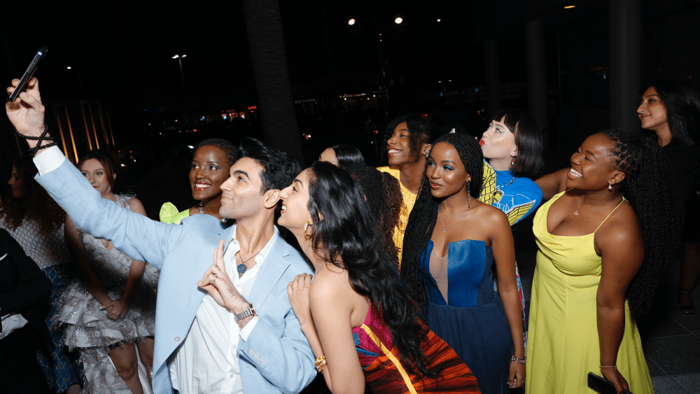 Saad Amer, Aditi Mayer, guest and Vee Kativhu attend the Green Carpet Fashion Awards 2023 on March 09, 2023 in Los Angeles, California.