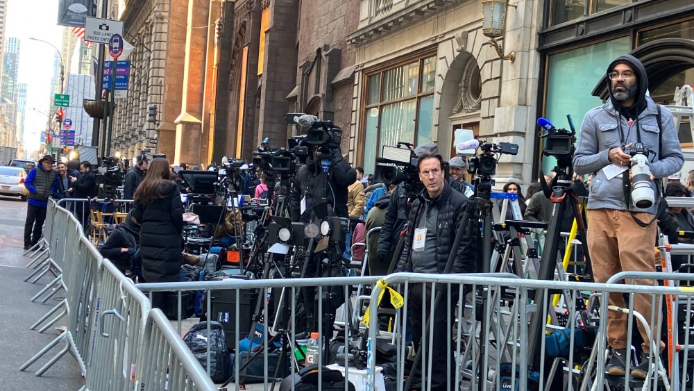 Media camped out across the street from Trump Tower on Monday.