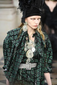 Model on the runway at Vivienne Westwood Fall 2023 Ready To Wear Fashion Show on March 4, 2023 in Paris, France.