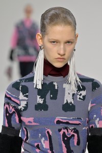 Model on the runway at Ferrari Fall 2023 Ready To Wear Fashion Show on February 25, 2023 at Palazzo Citterio in Milan, Italy.