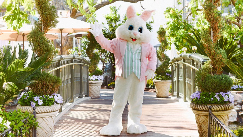The Easter bunny poses at The Grove's Bunny Bungalows 2023 event in Los Angeles.