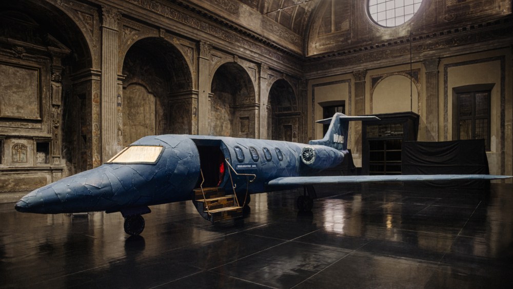 Artist Maarten Baas designed cabinets and a jet using recycled G-Star Raw jeans for Milan Design Week.