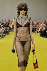 Model on the runway at Gucci Fall 2023 Ready To Wear Fashion Show on February 24, 2023 in Milan, Italy.