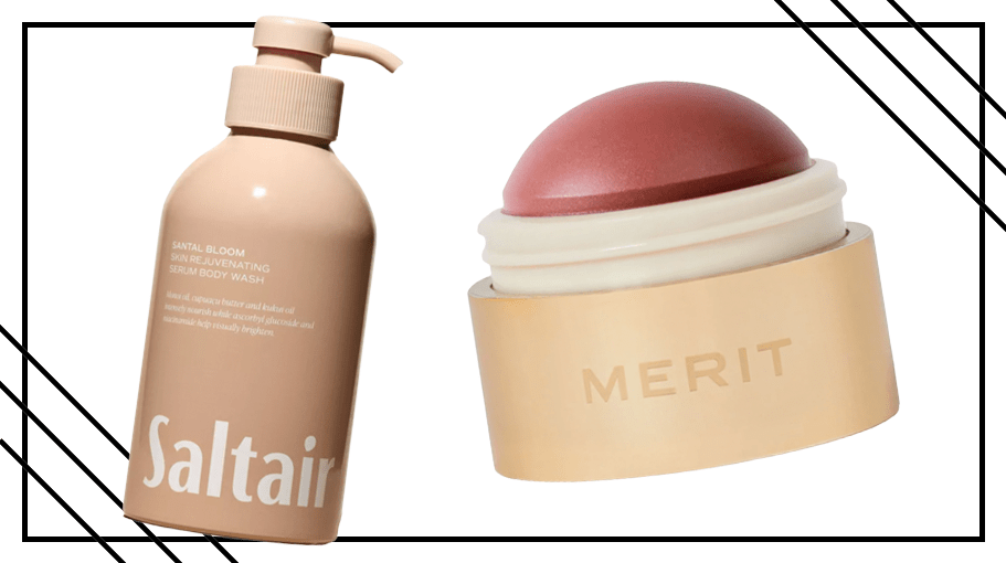 body wash and cream blush on a white background