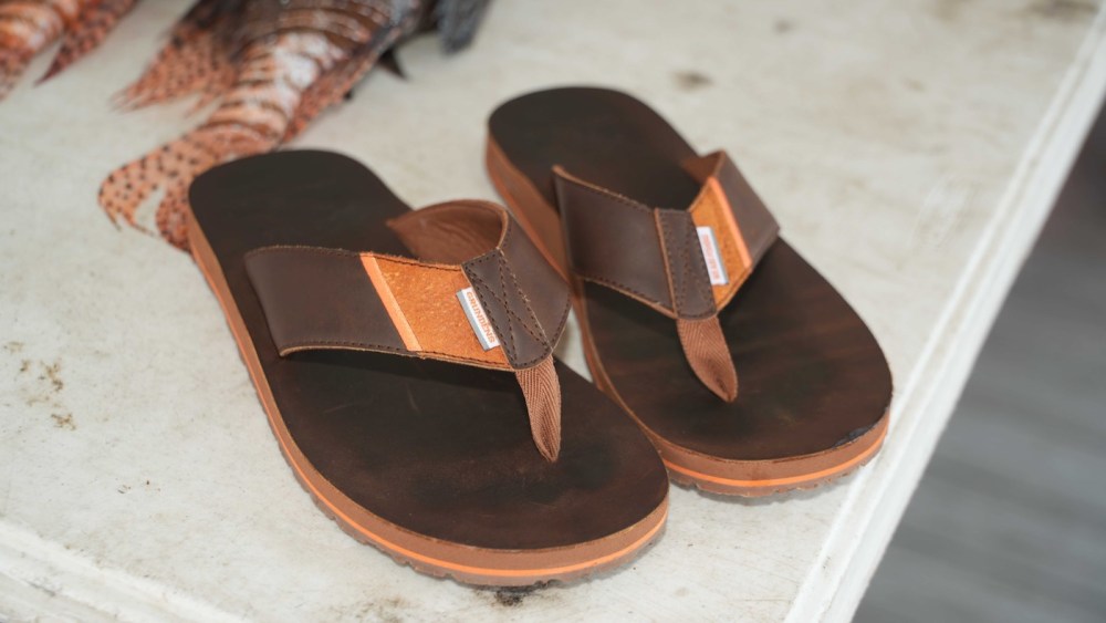 New Grundéns sandals are made with lionfish leather.