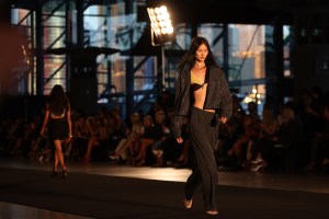 SYDNEY, AUSTRALIA - MAY 16: A model walks the runway during the BEC + BRIDGE show during Afterpay Australian Fashion Week 2023 at the White Bay Cruise Terminal on May 16, 2023 in Sydney, Australia. (Photo by Caroline McCredie/Getty Images for AAFW)