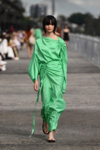 SYDNEY, AUSTRALIA - MAY 15: A model walks the runway during the BONDI BORN show during Afterpay Australian Fashion Week 2023 at The Coal Loader Centre for Sustainability on May 15, 2023 in Sydney, Australia. (Photo by James Gourley/Getty Images for AAFW)