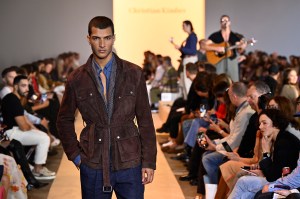 SYDNEY, AUSTRALIA - MAY 16: A model walks the runway during the Christian Kimber show during Afterpay Australian Fashion Week 2023 at Carriageworks on May 16, 2023 in Sydney, Australia. (Photo by Stefan Gosatti/Getty Images for AAFW)