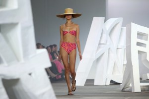SYDNEY, AUSTRALIA - MAY 19: A model walks the runway in a design by Liandra Swim during the Next Gen runway show during Afterpay Australian Fashion Week 2023 at Carriageworks on May 19, 2023 in Sydney, Australia. (Photo by Jason McCawley/Getty Images for AAFW)