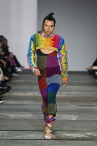 SYDNEY, AUSTRALIA - MAY 17: A model walks the runway in a design by Christopher Daod during The Innovators: Fashion Design Studio TAFE NSW show during Afterpay Australian Fashion Week 2023  at Carriageworks on May 17, 2023 in Sydney, Australia. (Photo by Stefan Gosatti/Getty Images for AAFW)