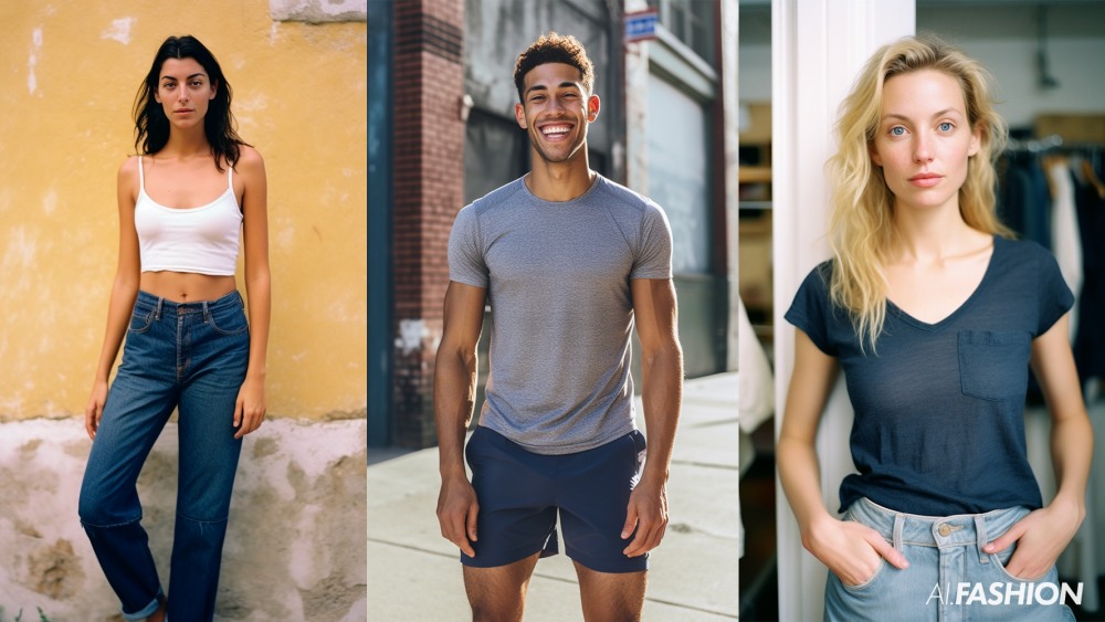 Models generated by digital fashion studio AI.Fashion.
