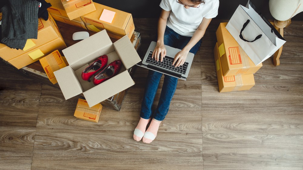 Asian teenager owner business woman work at home for online shopping and sale.