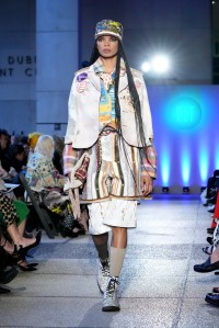 NEW YORK, NEW YORK - MAY 10: A model walks the runway for Jacob Caraccilo during 2023 FIT Future of Fashion presented by Macy's at The Fashion Institute of Technology on May 10, 2023 in New York City. (Photo by Bennett Raglin/Getty Images for FIT)