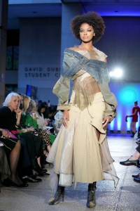 NEW YORK, NEW YORK - MAY 10: A model walks the runway for Vanessa Gray during 2023 FIT Future of Fashion presented by Macy's at The Fashion Institute of Technology on May 10, 2023 in New York City. (Photo by Bennett Raglin/Getty Images for FIT)