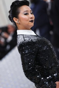Stephanie Hsu wears hair by Jenny Cho, and makeup by Allan Avendano.