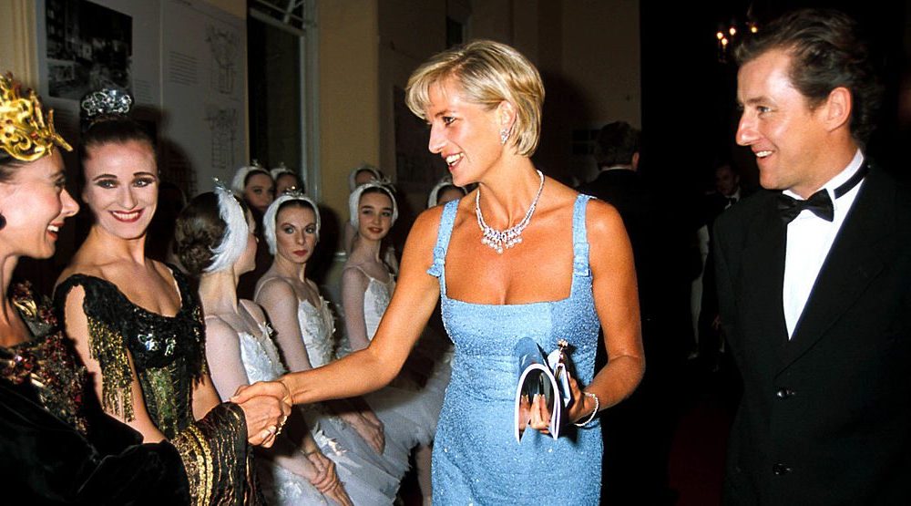 Princess Diana attends a production of "Swan Lake" at Royal Albert Hall on June 3, 1997 in London.