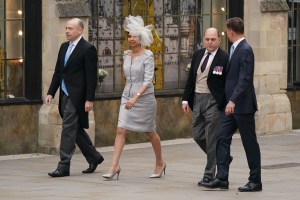 (left to right) Northern Ireland Secretary Chris Heaton-Harris, Home Secretary Suella Braverman, Defence Secretary Ben Wallace and Chancellor of the Exchequer Jeremy Hunt arriving at Westminster Abbey, London, ahead of the coronation of King Charles III and Queen Camilla on Saturday. Picture date: Saturday May 6, 2023. (Photo by Jacob King/PA Images via Getty Images)