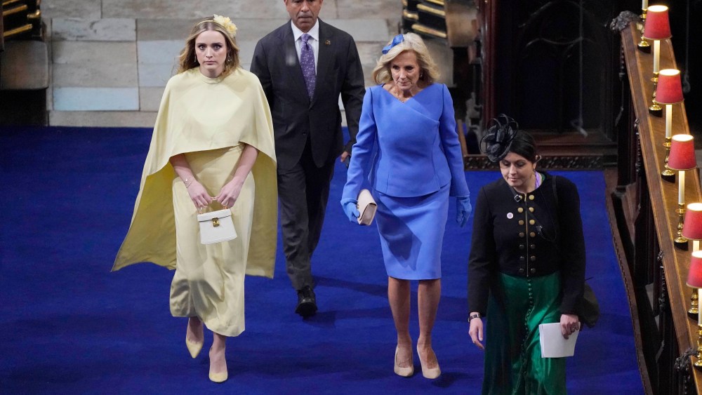 LONDON, ENGLAND - MAY 06: First Lady of the United States, Dr Jill Biden, and her granddaughter Finnegan Biden ahead of the Coronation of King Charles III and Queen Camilla on May 6, 2023 in London, England. The Coronation of Charles III and his wife, Camilla, as King and Queen of the United Kingdom of Great Britain and Northern Ireland, and the other Commonwealth realms takes place at Westminster Abbey today. Charles acceded to the throne on 8 September 2022, upon the death of his mother, Elizabeth II. (Photo by Andrew Matthews - WPA Pool/Getty Images)