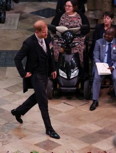 Britain's Prince Harry, Duke of Sussex, arrives at Westminster Abbey in central London on May 6, 2023, ahead of the coronations of Britain's King Charles III and Britain's Camilla, Queen Consort. - The set-piece coronation is the first in Britain in 70 years, and only the second in history to be televised. Charles will be the 40th reigning monarch to be crowned at the central London church since King William I in 1066. Outside the UK, he is also king of 14 other Commonwealth countries, including Australia, Canada and New Zealand. Camilla, his second wife, will be crowned queen alongside him, and be known as Queen Camilla after the ceremony. (Photo by PHIL NOBLE / POOL / AFP) (Photo by PHIL NOBLE/POOL/AFP via Getty Images)