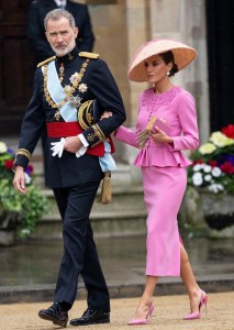 LONDON, ENGLAND - MAY 6: King Felipe of Spain and Queen Letizia of Spain at Westminster Abbey during the Coronation of King Charles III and Queen Camilla on May 6, 2023 in London, England. The Coronation of Charles III and his wife, Camilla, as King and Queen of the United Kingdom of Great Britain and Northern Ireland, and the other Commonwealth realms takes place at Westminster Abbey today. Charles acceded to the throne on 8 September 2022, upon the death of his mother, Elizabeth II. (Photo by Mark Cuthbert/UK Press via Getty Images)