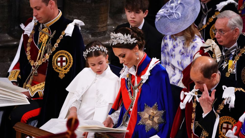 Princess Charlotte and Catherine, Princess of Wales during the Coronation of King Charles III and Queen Camilla on May 6 in London.