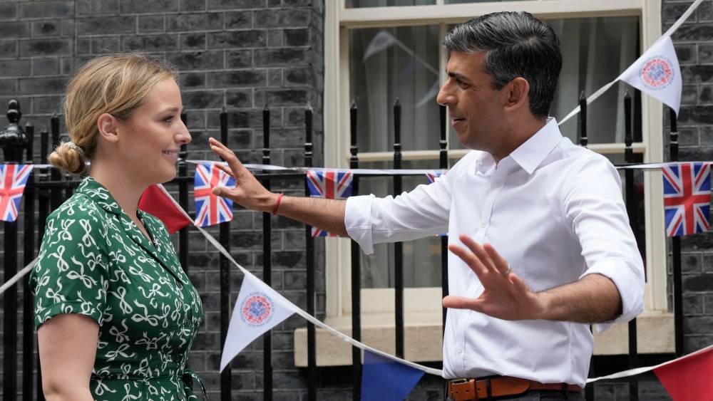 Finnegan Biden and Prime Minister Rishi Sunak at the Big Lunch party at Downing Street on May 7 in London.