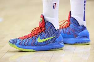 PHILADELPHIA, PENNSYLVANIA - DECEMBER 21: The shoes of P.J. Tucker #17 of the Philadelphia 76ers are seen during the first quarter against the Detroit Pistons at Wells Fargo Center on December 21, 2022 in Philadelphia, Pennsylvania. NOTE TO USER: User expressly acknowledges and agrees that, by downloading and or using this photograph, User is consenting to the terms and conditions of the Getty Images License Agreement. (Photo by Tim Nwachukwu/Getty Images)