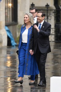 LONDON, ENGLAND - MAY 06: Michal Herzog and Isaac Herzog arrive at Westminster Abbey ahead of the Coronation of King Charles III and Queen Camilla on May 06, 2023 in London, England. The Coronation of Charles III and his wife, Camilla, as King and Queen of the United Kingdom of Great Britain and Northern Ireland, and the other Commonwealth realms takes place at Westminster Abbey today. Charles acceded to the throne on 8 September 2022, upon the death of his mother, Elizabeth II. (Photo by Jeff Spicer/Getty Images)