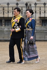 LONDON, ENGLAND - MAY 06: King Vajiralongkorn of Thailand and  Queen Suthida of Thailand attend the Coronation of King Charles III and Queen Camilla on May 06, 2023 in London, England. The Coronation of Charles III and his wife, Camilla, as King and Queen of the United Kingdom of Great Britain and Northern Ireland, and the other Commonwealth realms takes place at Westminster Abbey today. Charles acceded to the throne on 8 September 2022, upon the death of his mother, Elizabeth II. (Photo by Jeff Spicer/Getty Images)