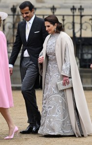 LONDON, ENGLAND - MAY 06: Tamim bin Hamad Al Thani and Jawaher bint Hamad bin Suhaim Al-Thani attend the Coronation of King Charles III and Queen Camilla on May 06, 2023 in London, England. The Coronation of Charles III and his wife, Camilla, as King and Queen of the United Kingdom of Great Britain and Northern Ireland, and the other Commonwealth realms takes place at Westminster Abbey today. Charles acceded to the throne on 8 September 2022, upon the death of his mother, Elizabeth II. (Photo by Jeff Spicer/Getty Images)