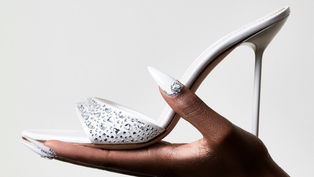 The Holly Love Lidia mule from the Paris Texas debut bridal collection.