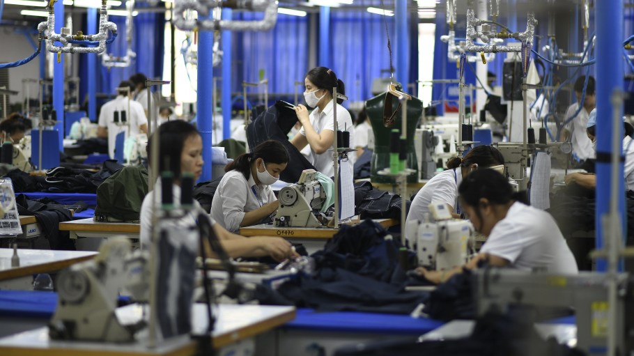 Garment factory worker in Hanoi.