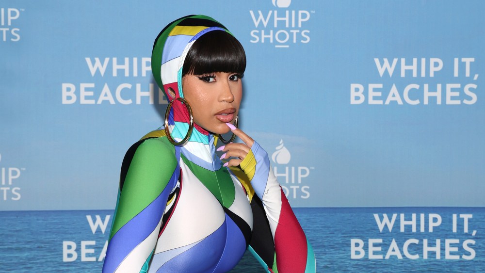 SANTA MONICA, CALIFORNIA - MAY 22: Cardi B poses as Whipshots presents Summer Cocktails with Cardi at The Bungalow on May 22, 2023 in Santa Monica, California. (Photo by Jerritt Clark/Getty Images for Starco Brands)