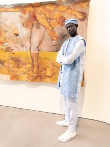 Arébénor Bassène at the ‘On the thread: From Dakar to Paris’ exhibition