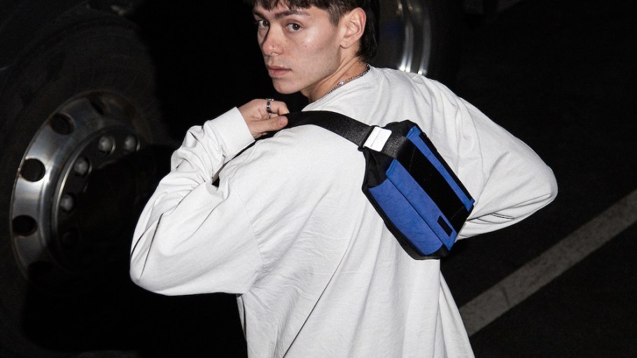 Freitag's line of bags is made from truck tarps and uses seat belts for straps.
