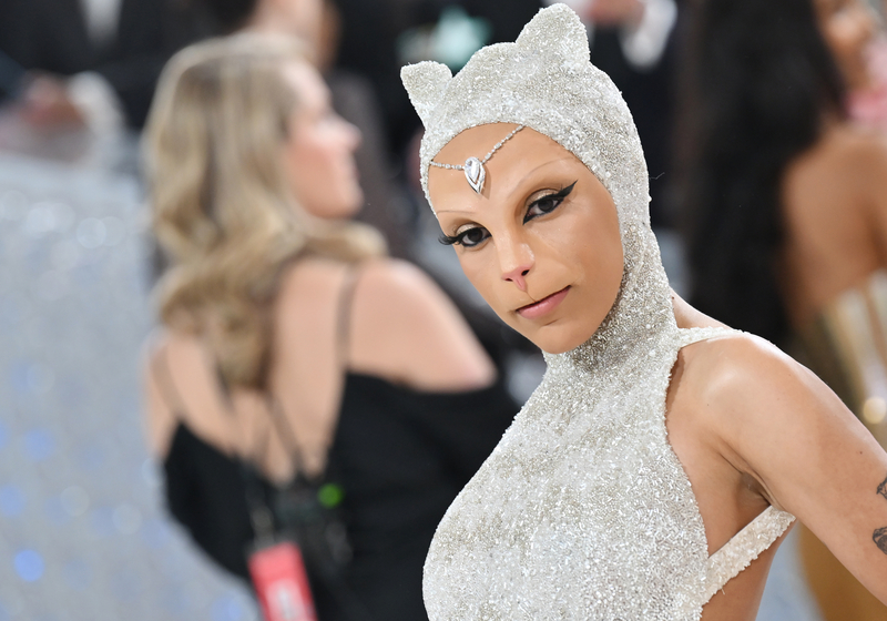 Doja Cat at the 2023 Met Gala in New York City, cat dress, karl lagerfeld
